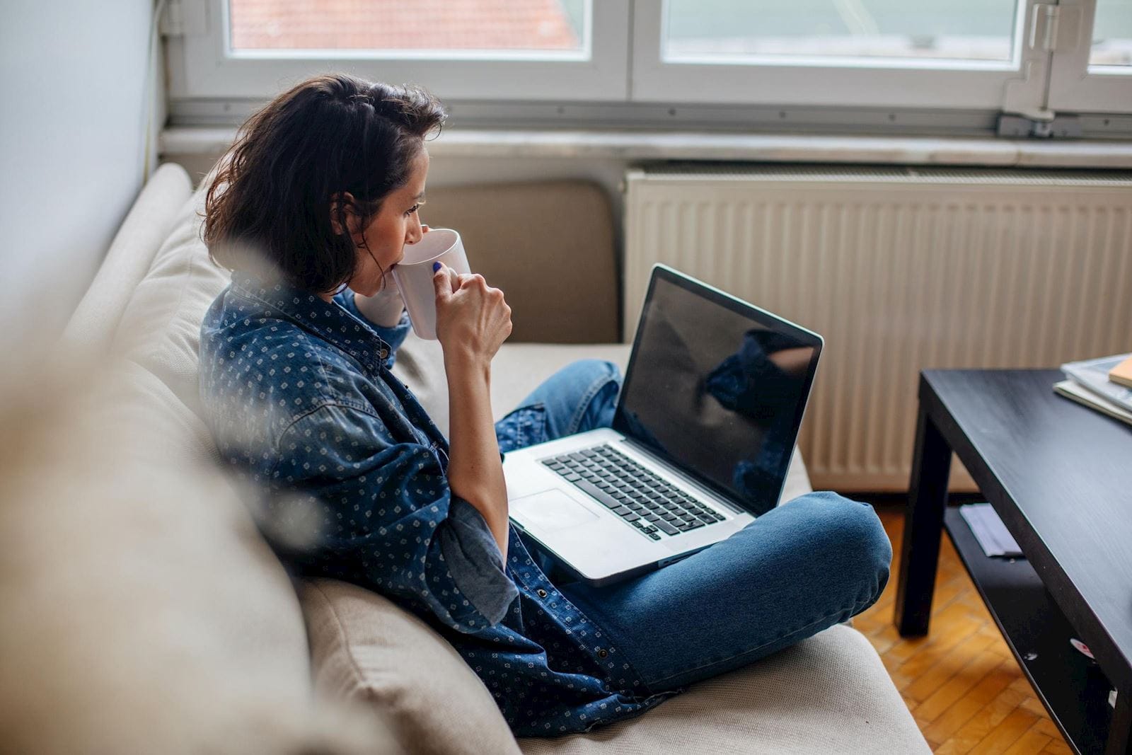 woman using a laptop