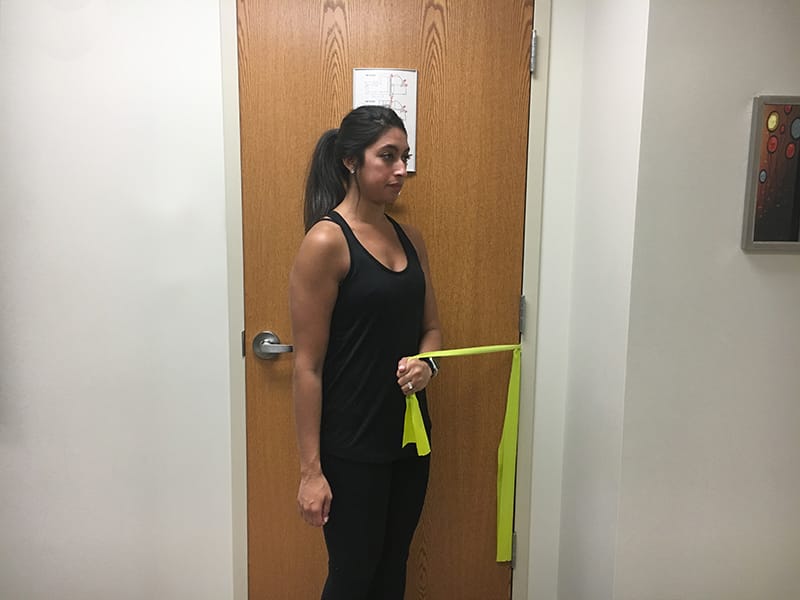 Shoulder internal rotation end